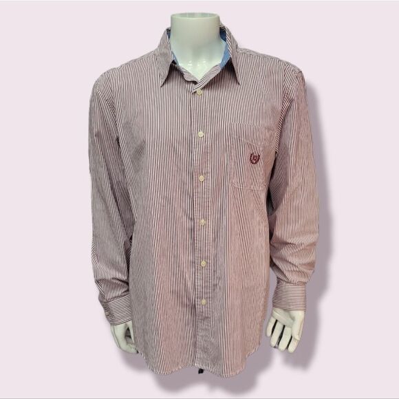 Chaps Red and White Striped Button Up   | Size XL - Picture 1 of 9